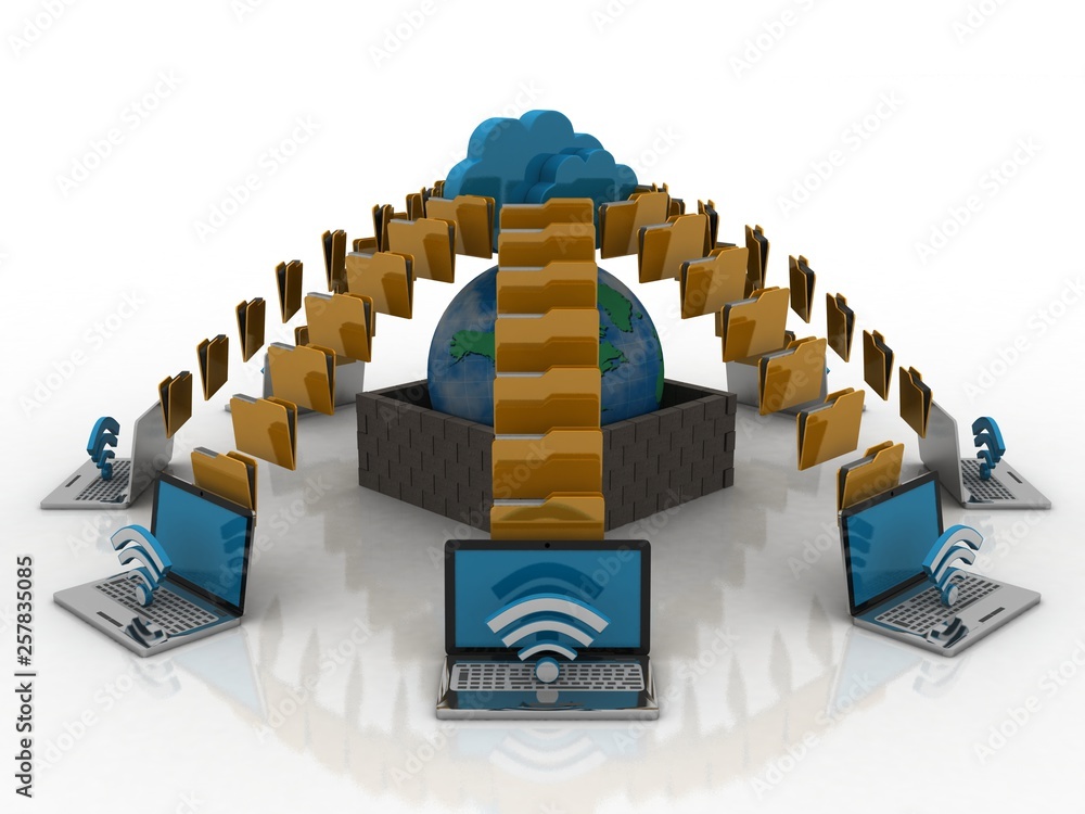 Poster 3d rendering computer network