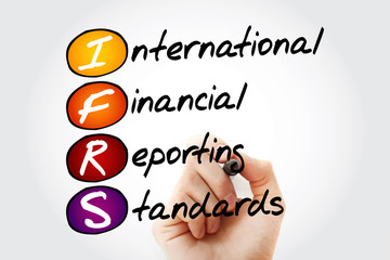 IFRS - International Financial Reporting Standards, acronym with marker, business concept