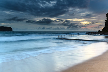 Sunrise Seascape and Cloudy Sky