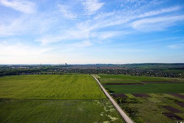 Aerial view of village summer landscape