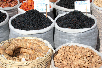 dried fruits at bazaar in turkey