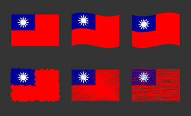 Obraz na płótnie Canvas Taiwan flag vector illustration set, official colors of the Republic of China flag