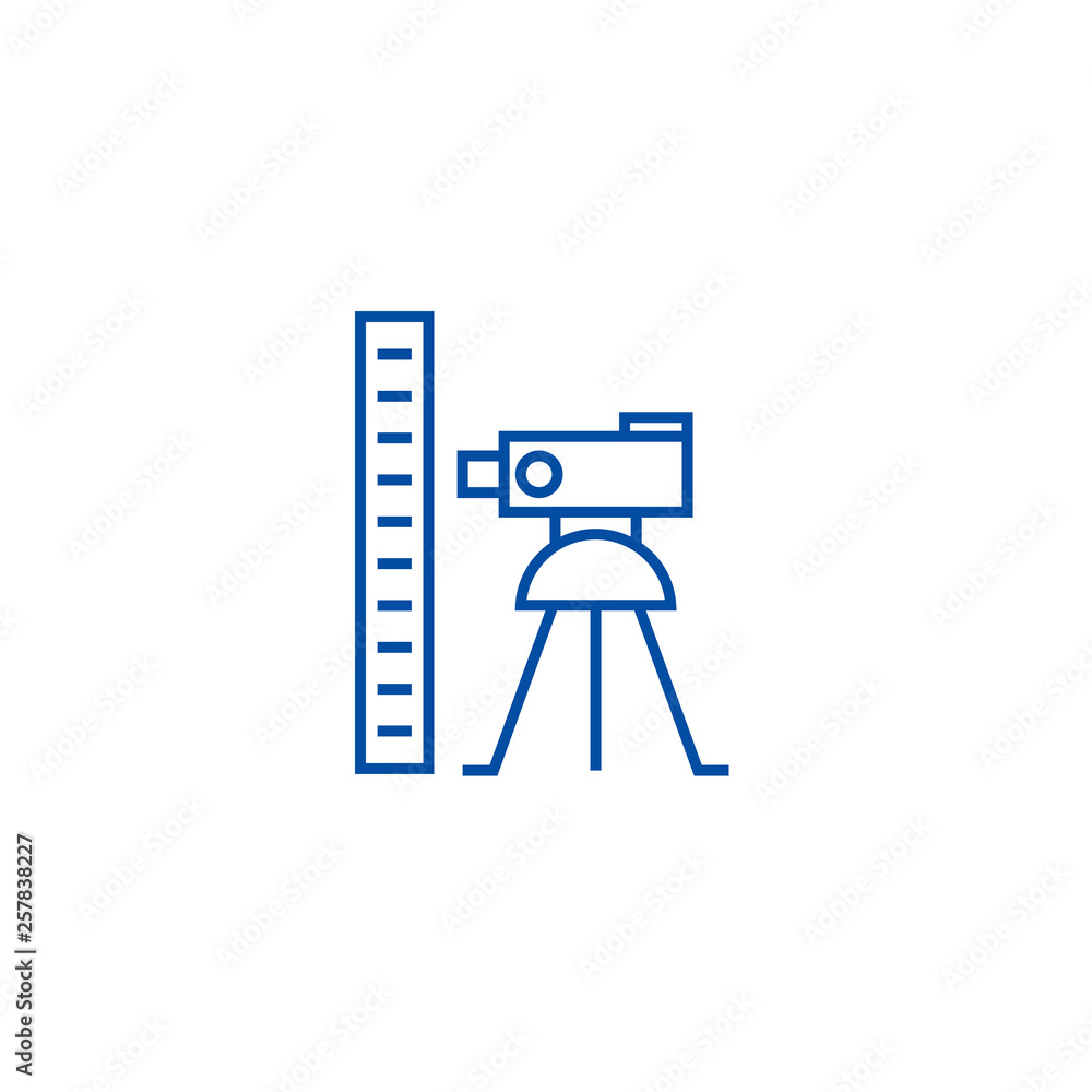 Poster theodolite survey calculation line concept icon. theodolite survey calculation flat vector website s