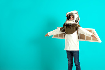 Young guy fancies himself donning BY PLANE PILOT HELMET