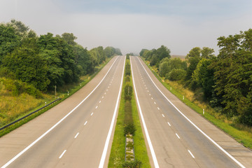 morning fog over an empty highway