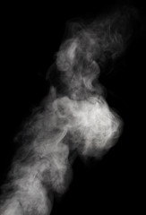 dense light grey smoke isolated on black