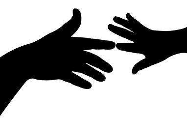 hand touching, silhouette vector