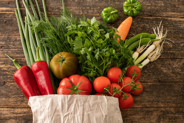 Many vegetables in the paper bag