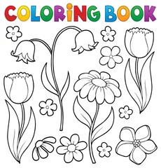 Cercles muraux Pour enfants Coloring book flower topic 9