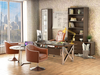 modern office interion 3d illustration