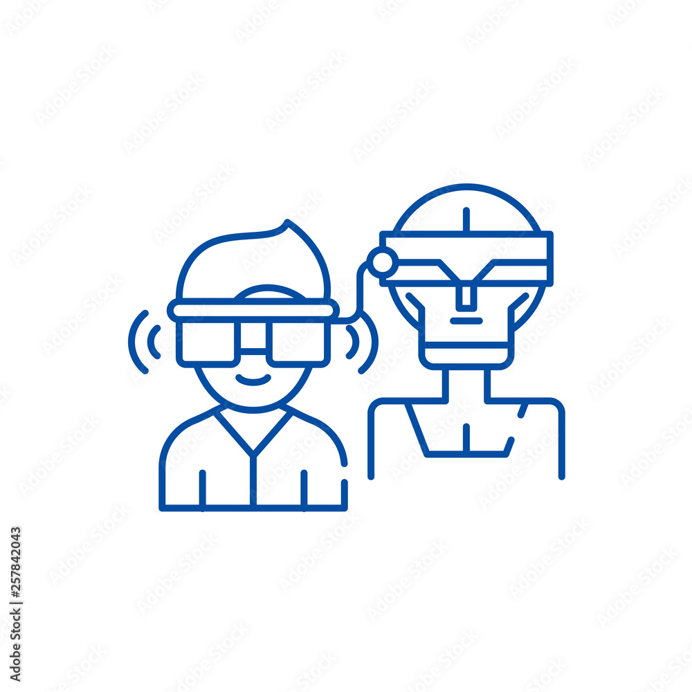Poster virtual artificial intelligence line concept icon. virtual artificial intelligence flat vector websi
