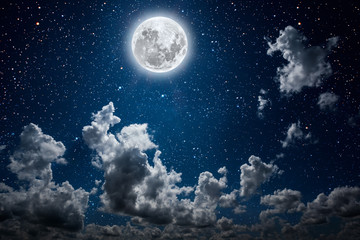 Naklejka na ściany i meble backgrounds night sky with stars and moon and clouds.