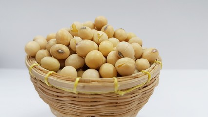 Soybean seeds. Soybean seeds in a basket with a white background