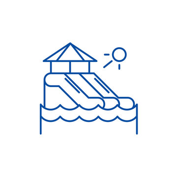 recommend clip art: Waterslides line concept icon. Waterslides flat  vector website sign, outline symbol, illustration.