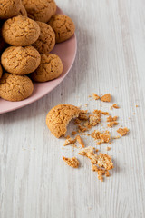Homemade almond cookies, side view. Close-up.