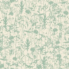 Set of field flowers, herbs. Element of seamless pattern. Paper design. Print element. Vector silhouettes collection.