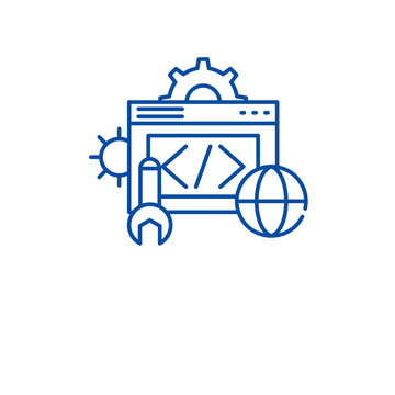 Web development line concept icon. Web development flat  vector website sign, outline symbol, illustration.