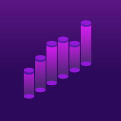 Isometric growth graph chart, 3D graph vector illustration