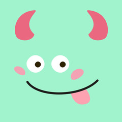 Background with cartoon monster faces.