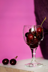 Cherry in the glass refreshing coolness of vitamins