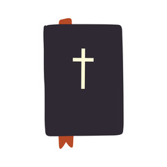 Fototapeta premium Bible with bookmark doodle hand drawn vector illustration isolated on white background