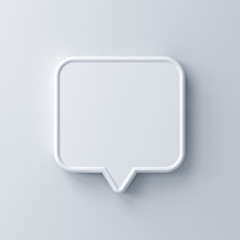 Fototapeta premium Blank white speech bubble pin isolated on white background with shadow 3D rendering