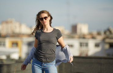 Young woman in urban environment