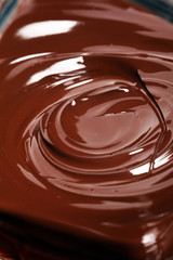 Melting chocolate, melted delicious chocolate for handmade praline icing confectionery