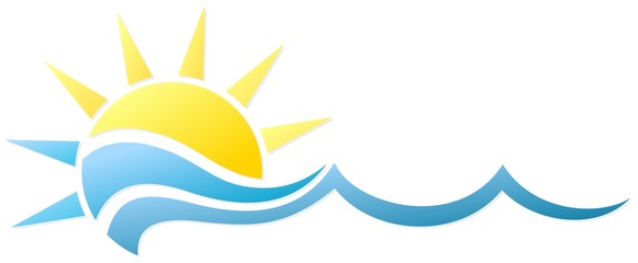 Sun and Blue Wave Symbol. 