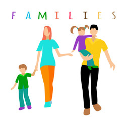 Obraz premium set of family for a walk. Young family