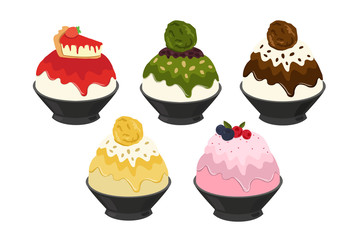 Vector illustration of Bingsu,most popular dessert korean and thailand