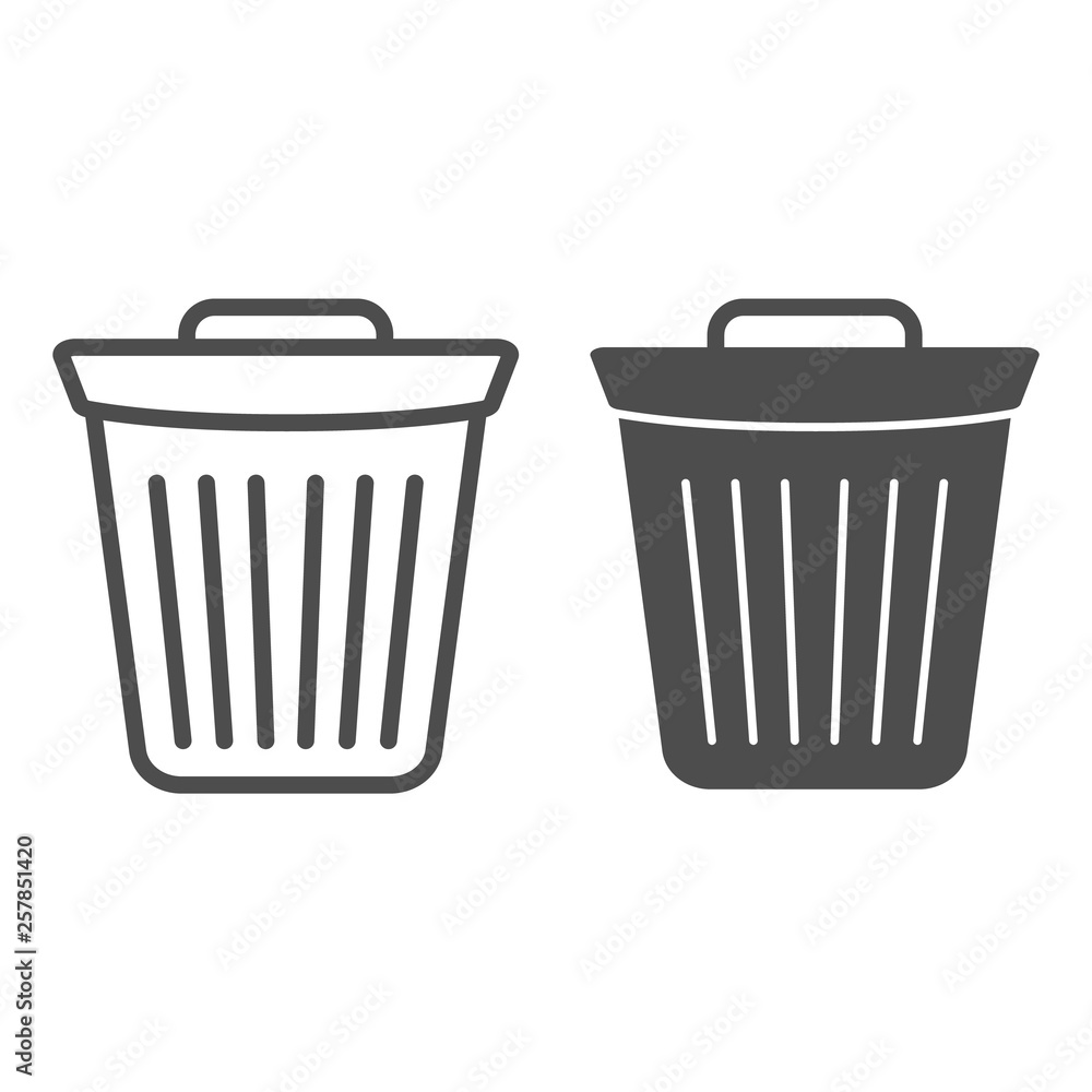 Poster bin line and glyph icon. trash vector illustration isolated on white. bucket outline style design, d