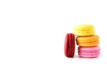 colorful macaroons isolated on white background
