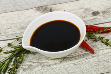 Soya sauce in the bowl
