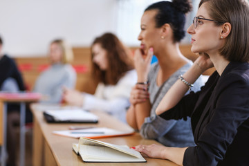 Multinational group of students in an auditorium