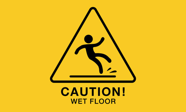 wet floor icon,yellow caution sign