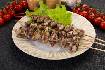 Chicken hearts skewer