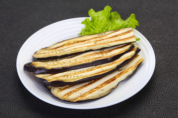 Grilled eggplant in the bowl