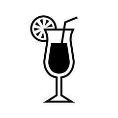 Cocktail glass icon with lemon slace