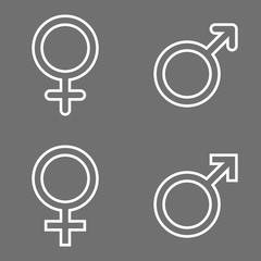 Set of male and female line symbols