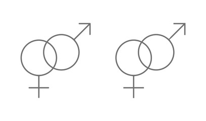 Set of male and female line symbols combination
