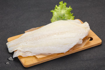 Raw halibut fillet