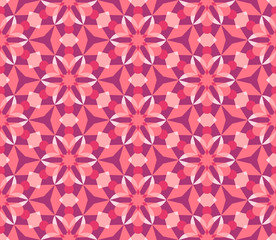 Fototapeta premium Kaleidoscope seamless pattern in Bordo, Coral and Red
