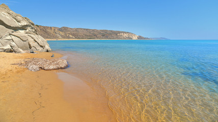 beautiful seascape with clear turquoise water on the beach Torre Salsa, Siculiana, Agrigento Sicily, Italy