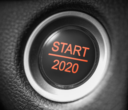 Start 2020 new year car engine red button
