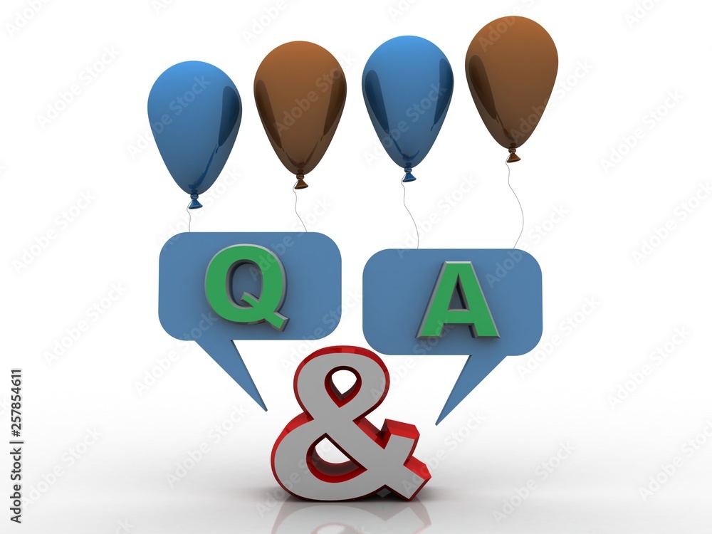 Poster 3d rendering chat box with q&a