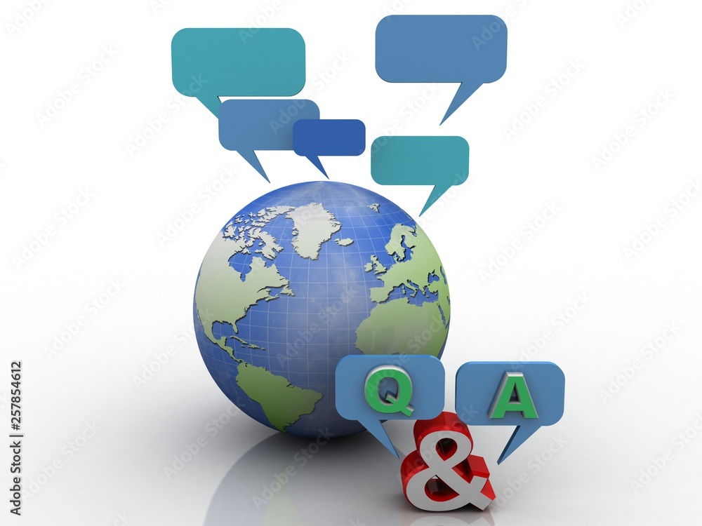 Poster 3d rendering chat box with q&a