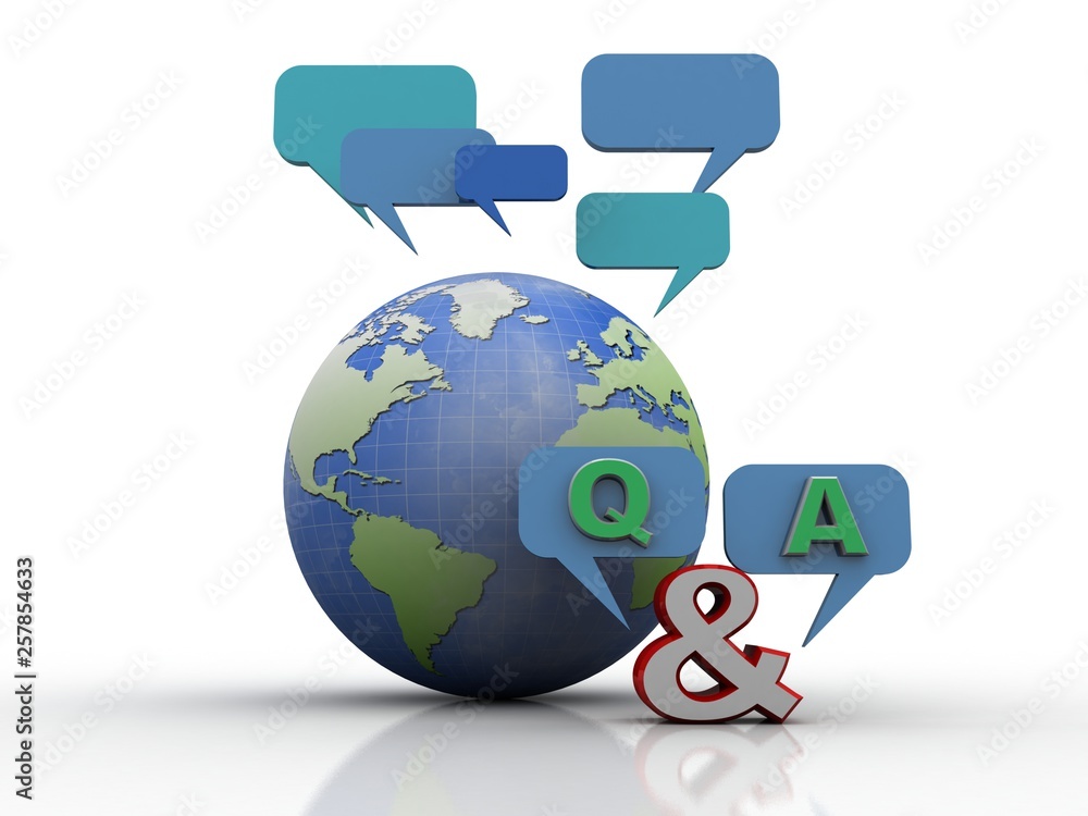 Poster 3d rendering chat box with q&a