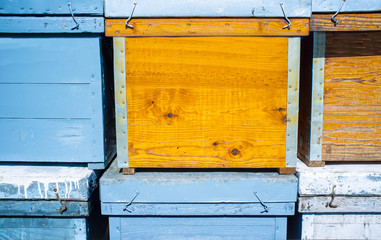Wooden hives ready to move