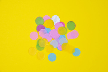  Yellow background with confetti. Party concept